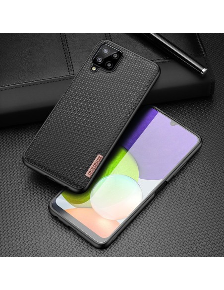 Dux Ducis Fino dėklo dangtelis, padengtas nailono medžiaga, skirtas Samsung Galaxy A22 4G juodas