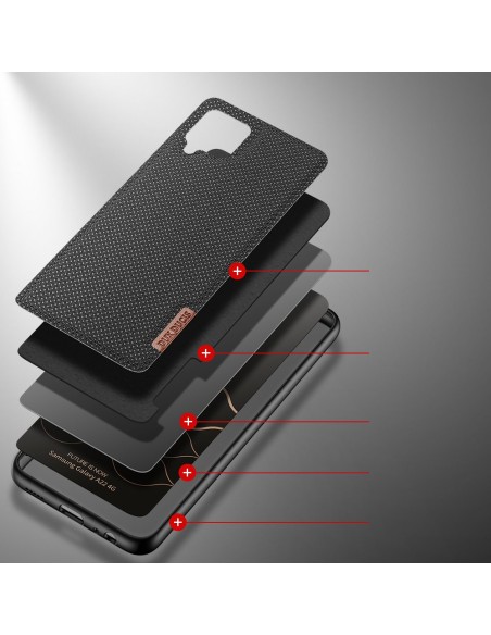 Dux Ducis Fino dėklo dangtelis, padengtas nailono medžiaga, skirtas Samsung Galaxy A22 4G juodas