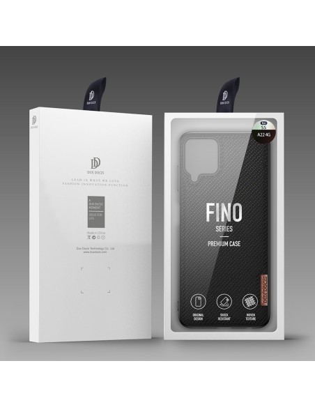 Dux Ducis Fino dėklo dangtelis, padengtas nailono medžiaga, skirtas Samsung Galaxy A22 4G juodas