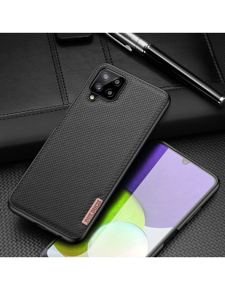Dux Ducis Fino dėklo dangtelis, padengtas nailono medžiaga, skirtas Samsung Galaxy A22 4G juodas