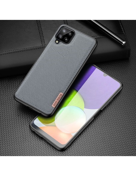 Dux Ducis Fino dėklo dangtelis, padengtas nailono medžiaga, skirtas Samsung Galaxy A22 4G pilkas