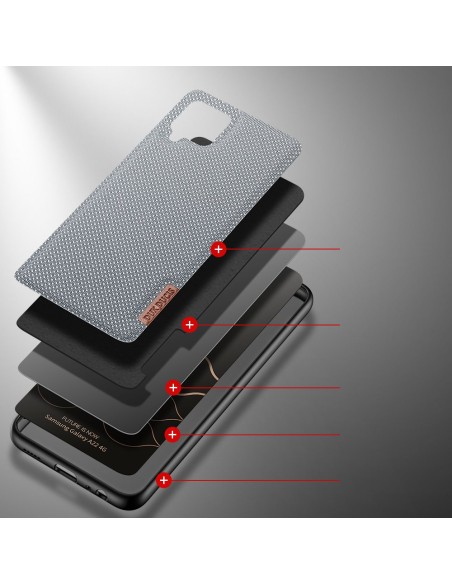 Dux Ducis Fino dėklo dangtelis, padengtas nailono medžiaga, skirtas Samsung Galaxy A22 4G pilkas