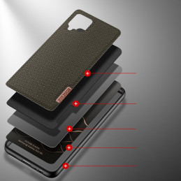 Dux Ducis Fino dėklo dangtelis, padengtas nailono medžiaga, skirtas Samsung Galaxy A22 4G žaliai