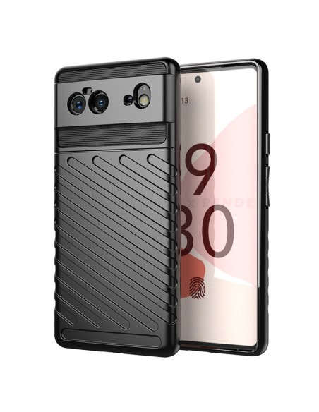 „Thunder Case“ lankstus šarvuotas dėklo dangtelis, skirtas „Google Pixel 6“, juodas