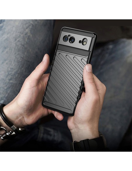 „Thunder Case“ lankstus šarvuotas dėklo dangtelis, skirtas „Google Pixel 6“, juodas