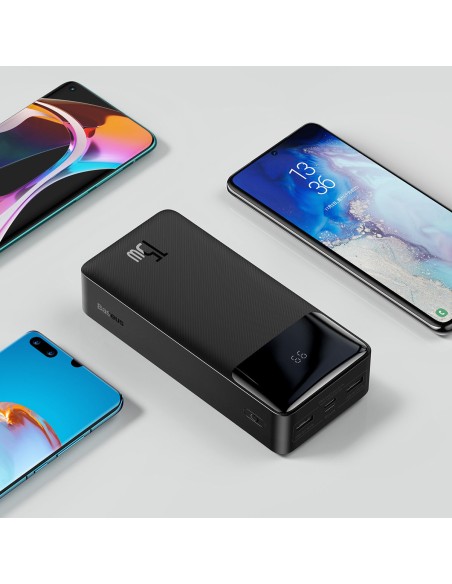 Bipow maitinimo blokas su ekranu 30000mAh USB-A microUSB laidas 0,25m juodas