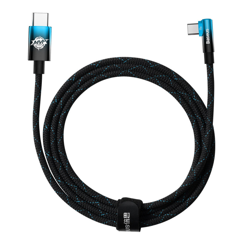MVP alkūninis kabelis Maitinimo laidas su šoniniu USB-C kištuku 2 m mėlynas