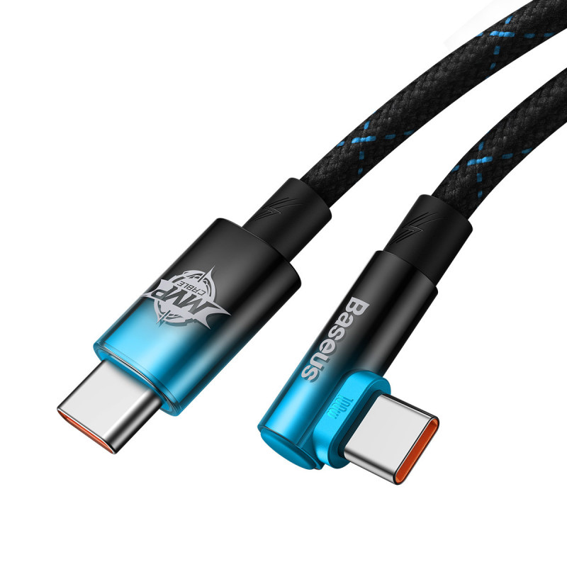 MVP alkūninis kabelis Maitinimo laidas su šoniniu USB-C kištuku 2 m mėlynas