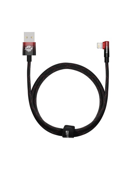 Kampinis kabelio laidas su šonine USB kištuku Iphone Lightning 1m 2.4A raudona Kampinis kabelio laidas su šonine USB kištuku Iphone Lightning 1m 2.4A raudona