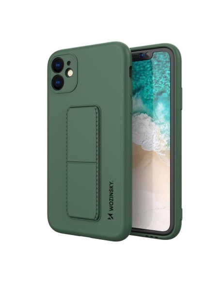 Wozinsky Kickstand Case Silikoninis stovo dėklas, skirtas Samsung Galaxy A22 4G Tamsiai žalias