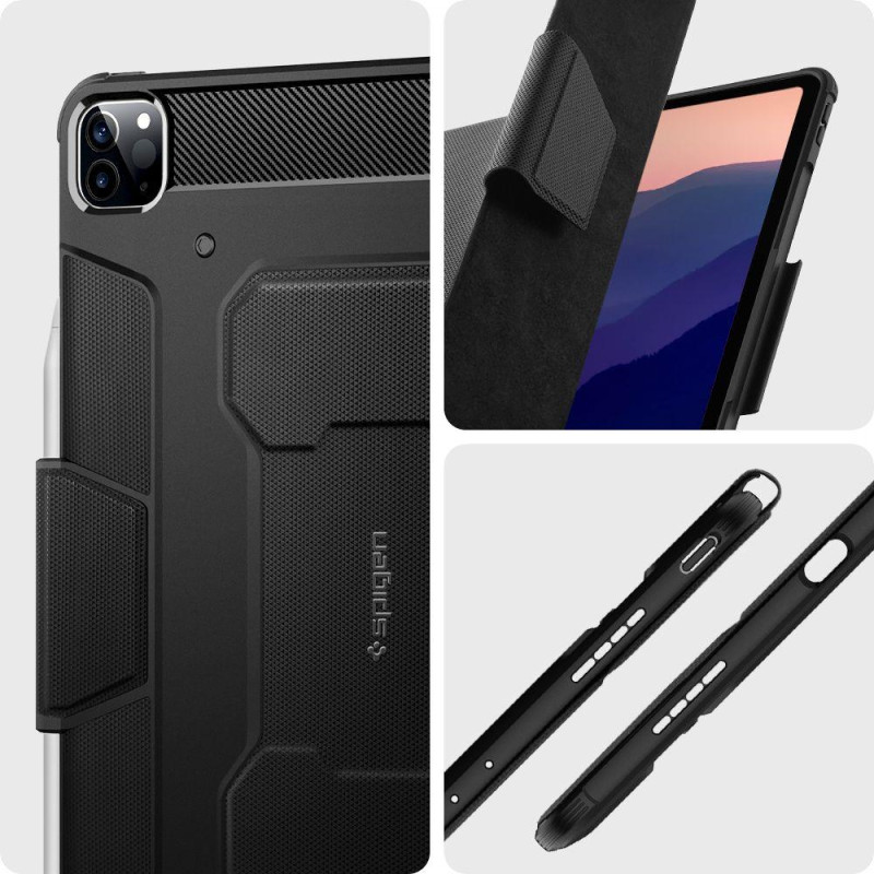 Spigen Rugged Armor Pro dėklas, skirtas iPad Pro 12.9& 39 & 39 2021/ 2022 – juodas