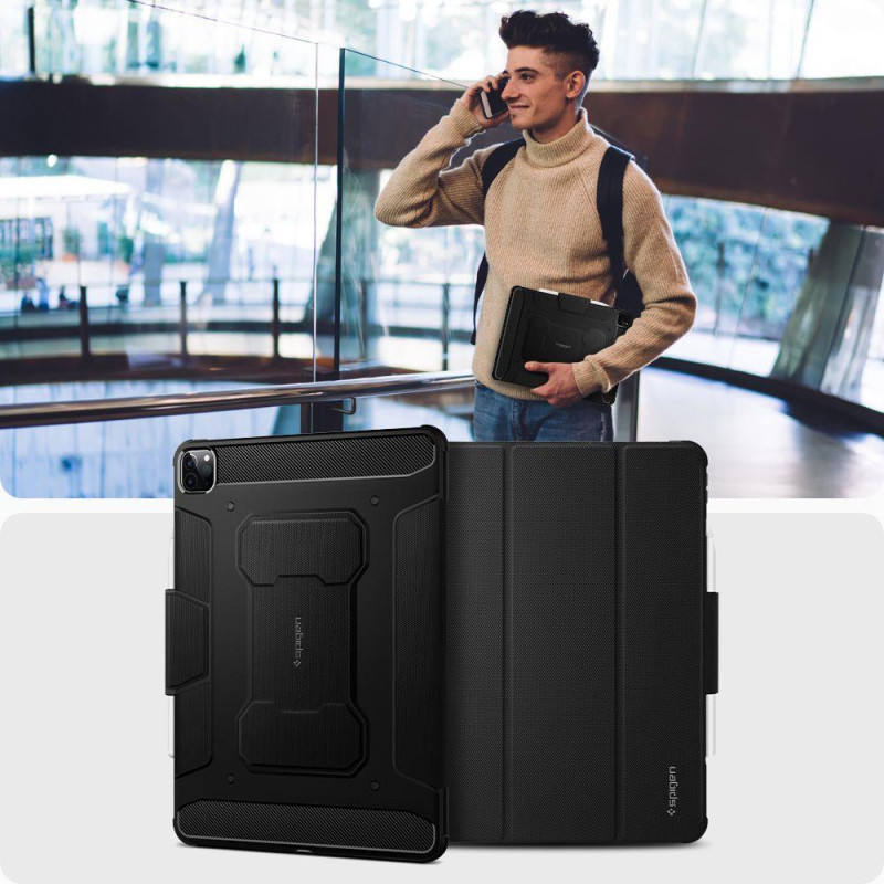 Spigen Rugged Armor Pro dėklas, skirtas iPad Pro 12.9& 39 & 39 2021/ 2022 – juodas