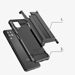 Hybrid Armor šarvuotas hibridinis dėklo dangtelis, skirtas Samsung Galaxy A22 4G mėlynas