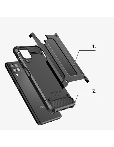 Hybrid Armor šarvuotas hibridinis dėklo dangtelis, skirtas Samsung Galaxy A22 4G mėlynas