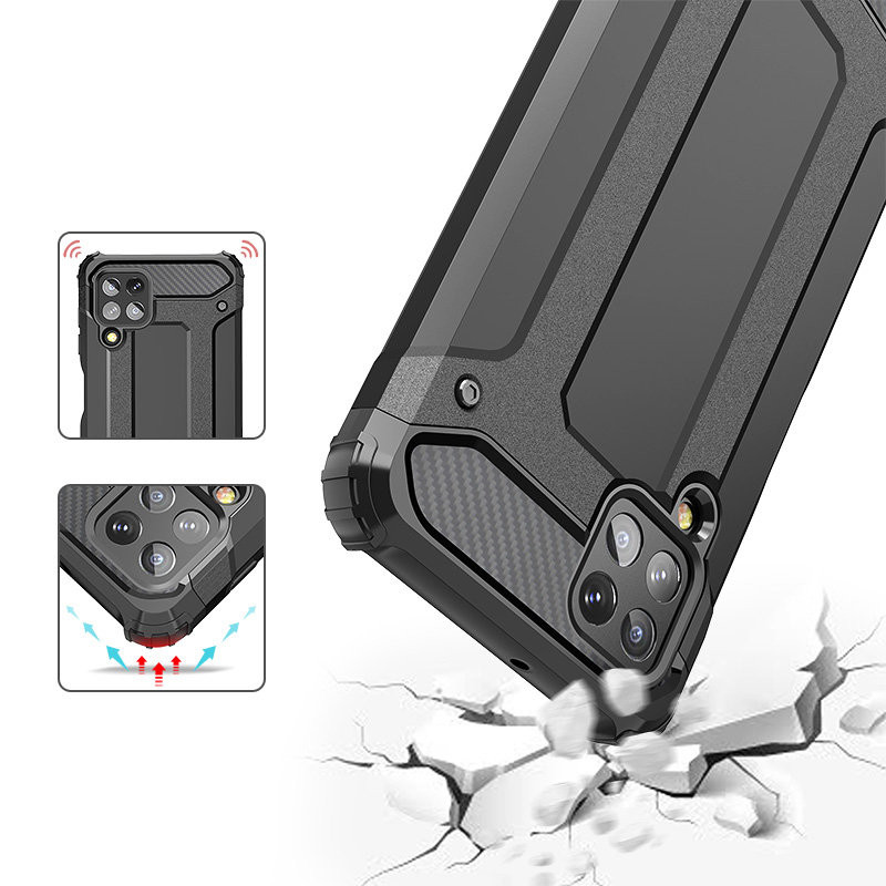 Hybrid Armor šarvuotas hibridinis dėklo dangtelis, skirtas Samsung Galaxy A22 4G sidabras