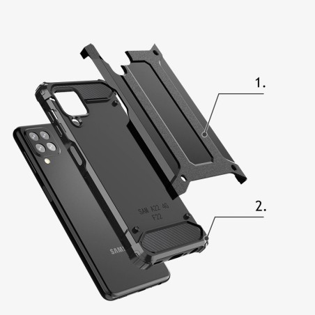 Hybrid Armor šarvuotas hibridinis dėklo dangtelis, skirtas Samsung Galaxy A22 4G sidabras Hybrid Armor šarvuotas hibridinis dėklo dangtelis, skirtas Samsung Galaxy A22 4G sidabras