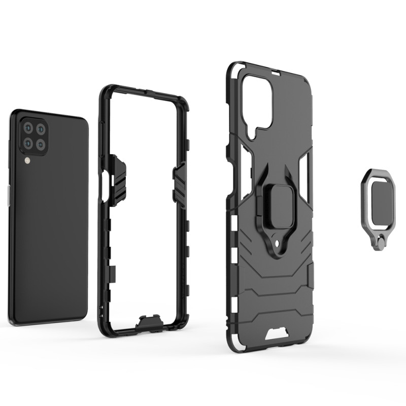 Ring Armor šarvuotas hibridinis korpuso dangtelis + magnetinis laikiklis Samsung Galaxy A22 4G juodas