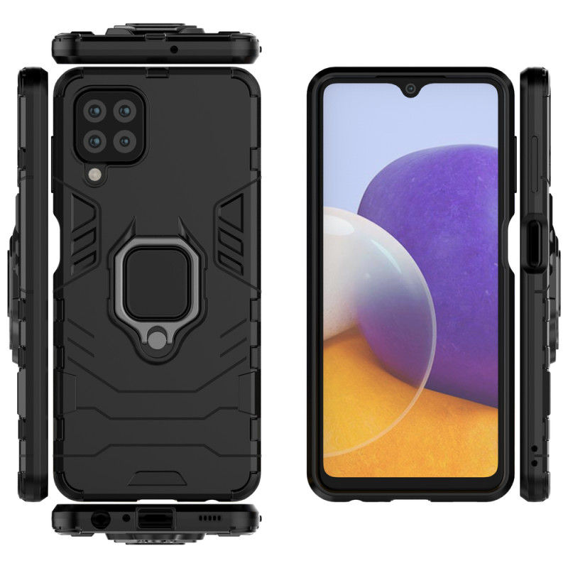 Ring Armor šarvuotas hibridinis korpuso dangtelis + magnetinis laikiklis Samsung Galaxy A22 4G juodas