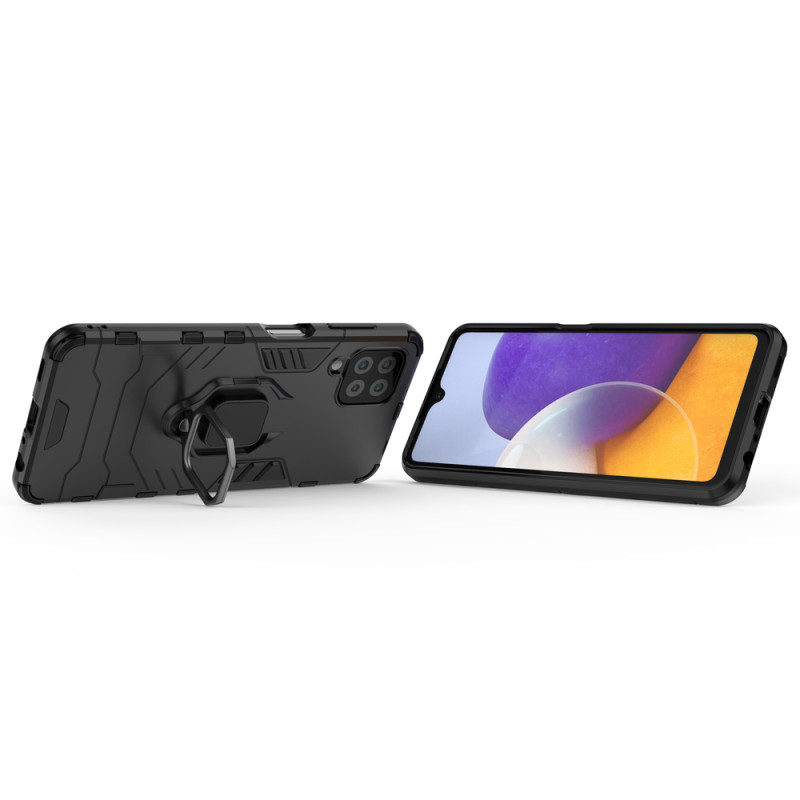 Ring Armor šarvuotas hibridinis korpuso dangtelis + magnetinis laikiklis Samsung Galaxy A22 4G juodas
