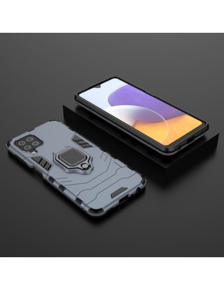 Ring Armor šarvuotas hibridinis korpuso dangtelis + magnetinis laikiklis Samsung Galaxy A22 4G mėlynai