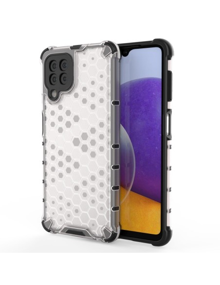 Korinio korpuso šarvuotas dangtelis su gelio rėmeliu, skirtas Samsung Galaxy A22 4G skaidrus