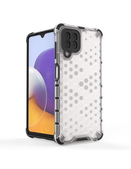 Korinio korpuso šarvuotas dangtelis su gelio rėmeliu, skirtas Samsung Galaxy A22 4G skaidrus