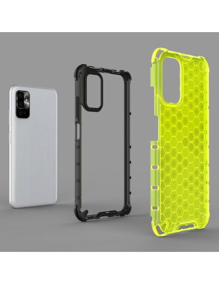 Korinis šarvuotas dėklas su gelio rėmeliu, skirtas Xiaomi Redmi Note 10 5G / Poco M3 Pro Transparent