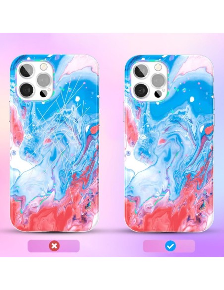 Spalvingas Kingxbar Watercolor serijos dėklas, skirtas iPhone 12 Pro Max mėlynai rožinis