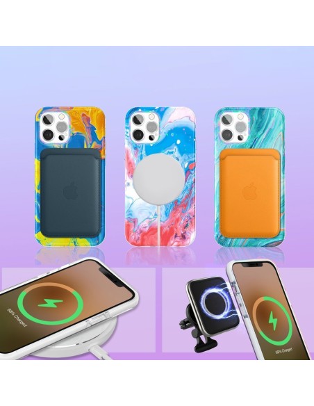 Spalvingas Kingxbar Watercolor serijos dėklas, skirtas iPhone 12 Pro Max mėlynai rožinis