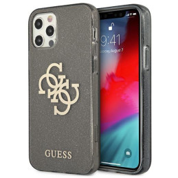 Guess Glitter 4G Big Logo dėklas, skirtas iPhone 12 Pro Max - juodas