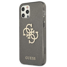 Guess Glitter 4G Big Logo dėklas, skirtas iPhone 12 Pro Max - juodas