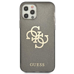 Guess Glitter 4G Big Logo dėklas, skirtas iPhone 12 Pro Max - juodas