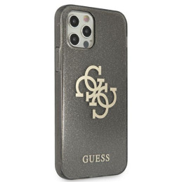 Guess Glitter 4G Big Logo dėklas, skirtas iPhone 12 Pro Max - juodas