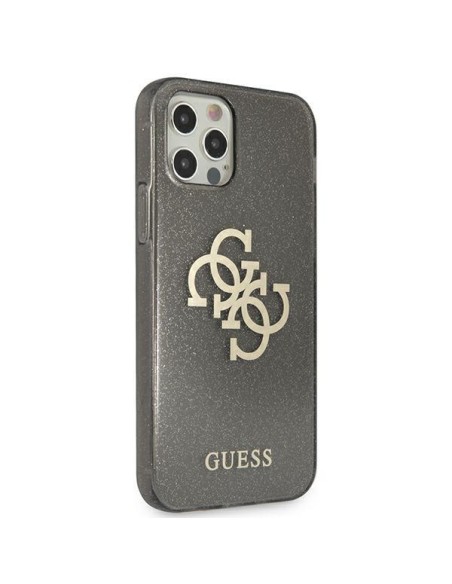 Guess Glitter 4G Big Logo dėklas, skirtas iPhone 12 Pro Max - juodas