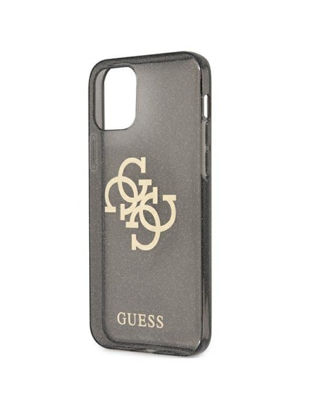 Guess Glitter 4G Big Logo dėklas, skirtas iPhone 12 Pro Max - juodas