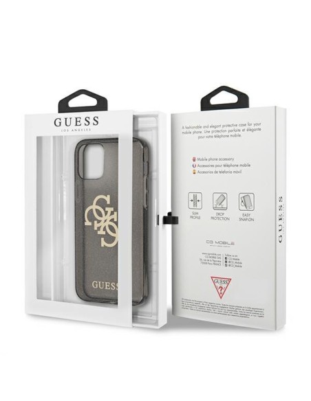 Guess Glitter 4G Big Logo dėklas, skirtas iPhone 12 Pro Max - juodas