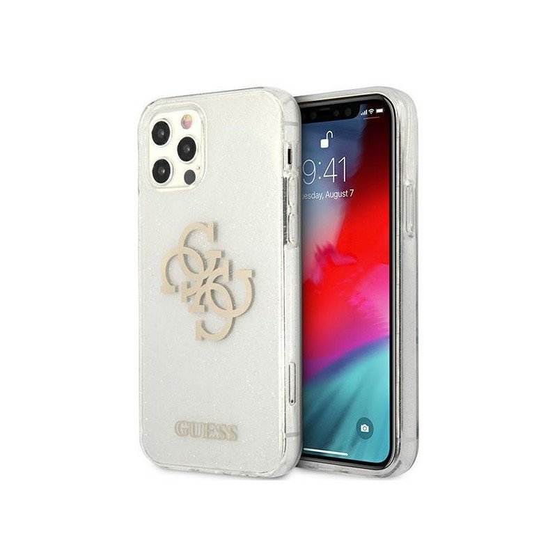Guess Glitter 4G Big Logo dėklas, skirtas iPhone 12 Pro Max - skaidrus Guess Glitter 4G Big Logo dėklas, skirtas iPhone 12 Pro Max - skaidrus