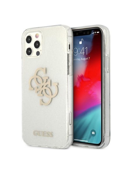 Guess Glitter 4G Big Logo dėklas, skirtas iPhone 12 Pro Max - skaidrus Guess Glitter 4G Big Logo dėklas, skirtas iPhone 12 Pro Max - skaidrus