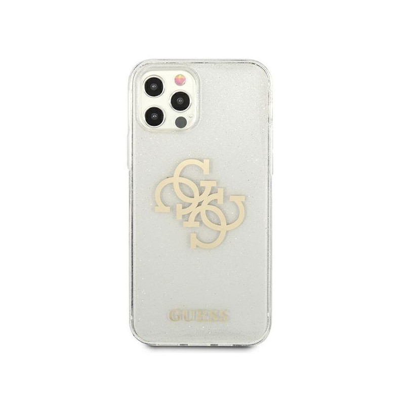 Guess Glitter 4G Big Logo dėklas, skirtas iPhone 12 Pro Max - skaidrus