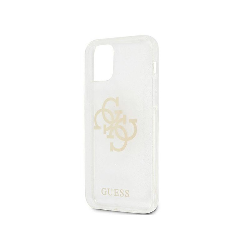 Guess Glitter 4G Big Logo dėklas, skirtas iPhone 12 Pro Max - skaidrus