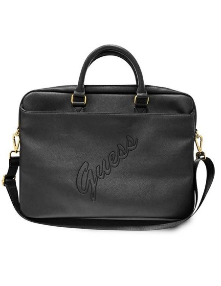 Guess Saffiano Script krepšys 16" nešiojamam kompiuteriui - juodas Guess Saffiano Script krepšys 16" nešiojamam kompiuteriui - juodas