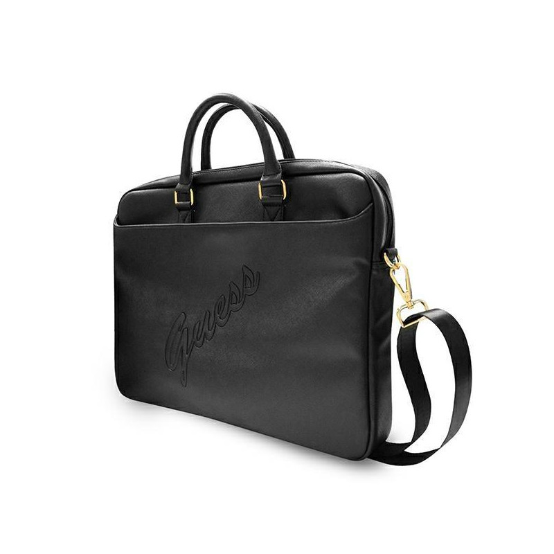 Guess Saffiano Script krepšys 16" nešiojamam kompiuteriui - juodas
