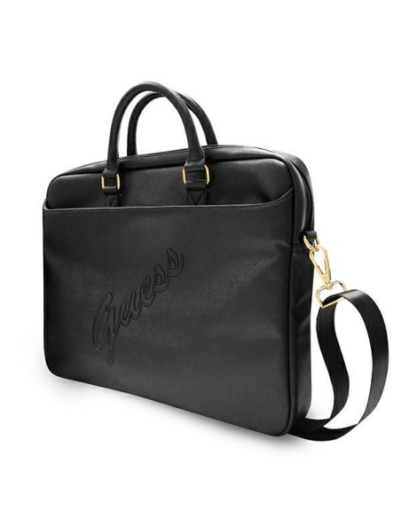 Guess Saffiano Script krepšys 16" nešiojamam kompiuteriui - juodas Guess Saffiano Script krepšys 16" nešiojamam kompiuteriui - juodas