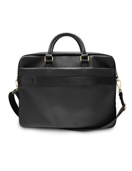 Guess Saffiano Script krepšys 16" nešiojamam kompiuteriui - juodas Guess Saffiano Script krepšys 16" nešiojamam kompiuteriui - juodas