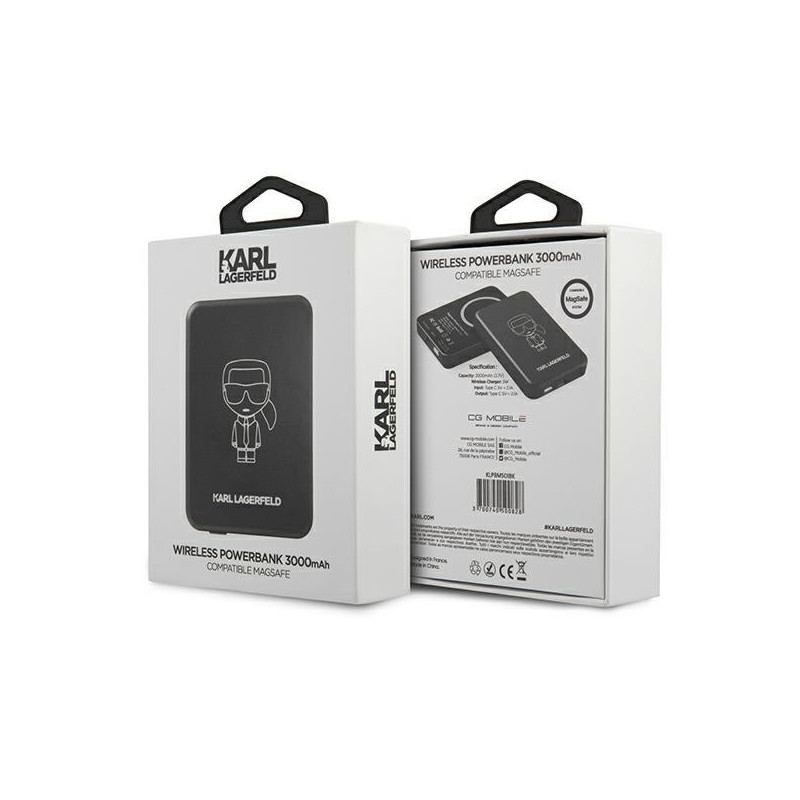 Karl Lagerfeld 3000mAh indukcinis maitinimo blokas su MagSafe - juodas