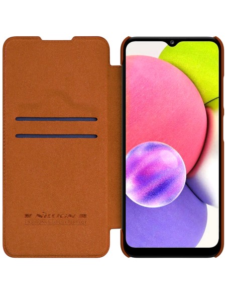 Nillkin Qin odinis dėklas Samsung Galaxy A03s raudonas Nillkin Qin odinis dėklas Samsung Galaxy A03s raudonas