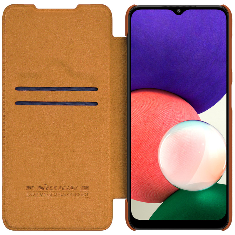 Nillkin Qin odinis dėklas Samsung Galaxy A22 4G rudas