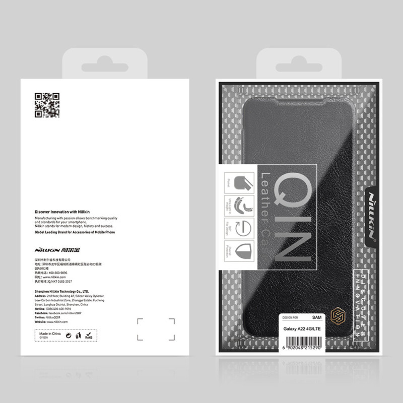 Nillkin Qin odinis dėklas Samsung Galaxy A22 4G rudas