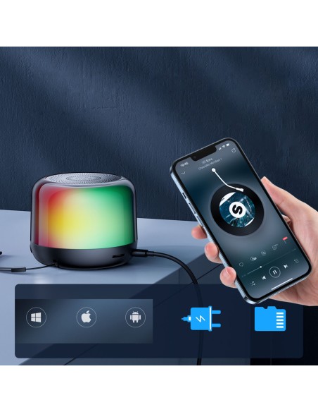 Bluetooth 5.1 belaidis garsiakalbis RGB apšvietimas juodas