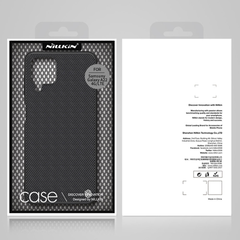 Nillkin Textured Case tvirtas sustiprintas dėklas su gelio rėmeliu ir nailonine nugara, skirtas Samsung Galaxy A22 4G ju...